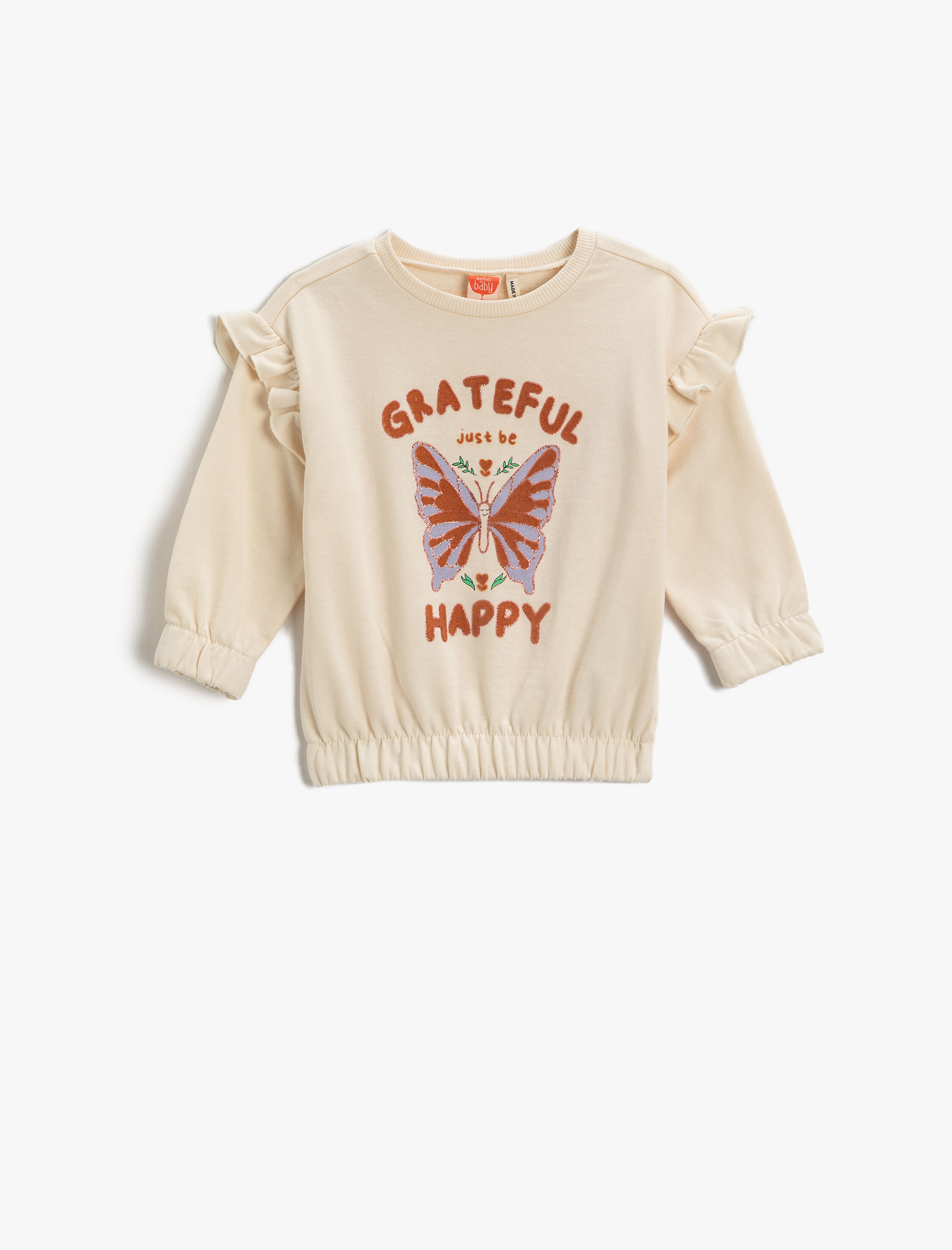  Kız Bebek Kelebek Baskılı Sweat Pamuklu
