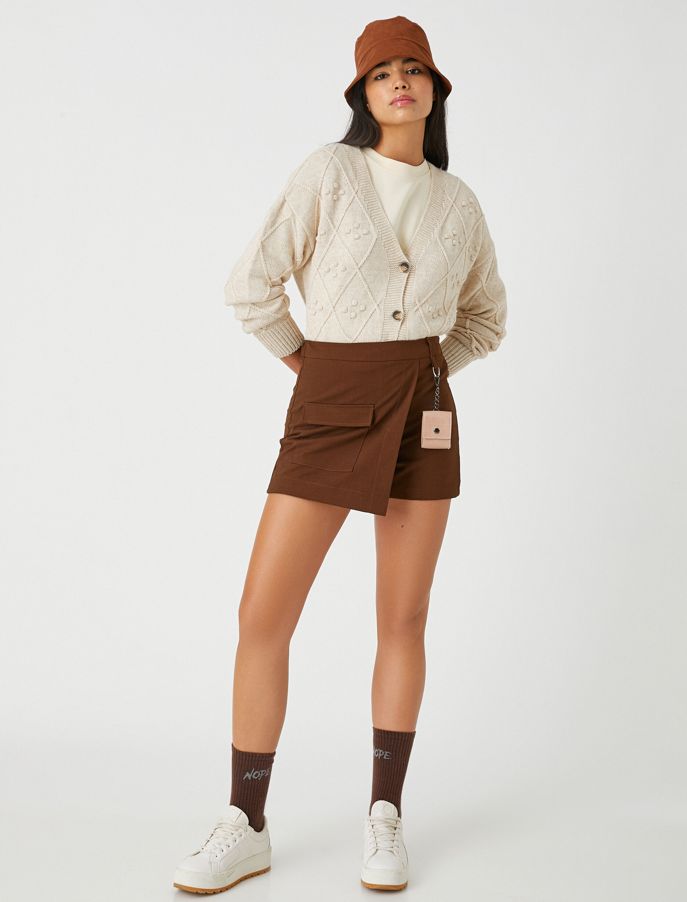   Crop Hırka V Yaka Düğmeli