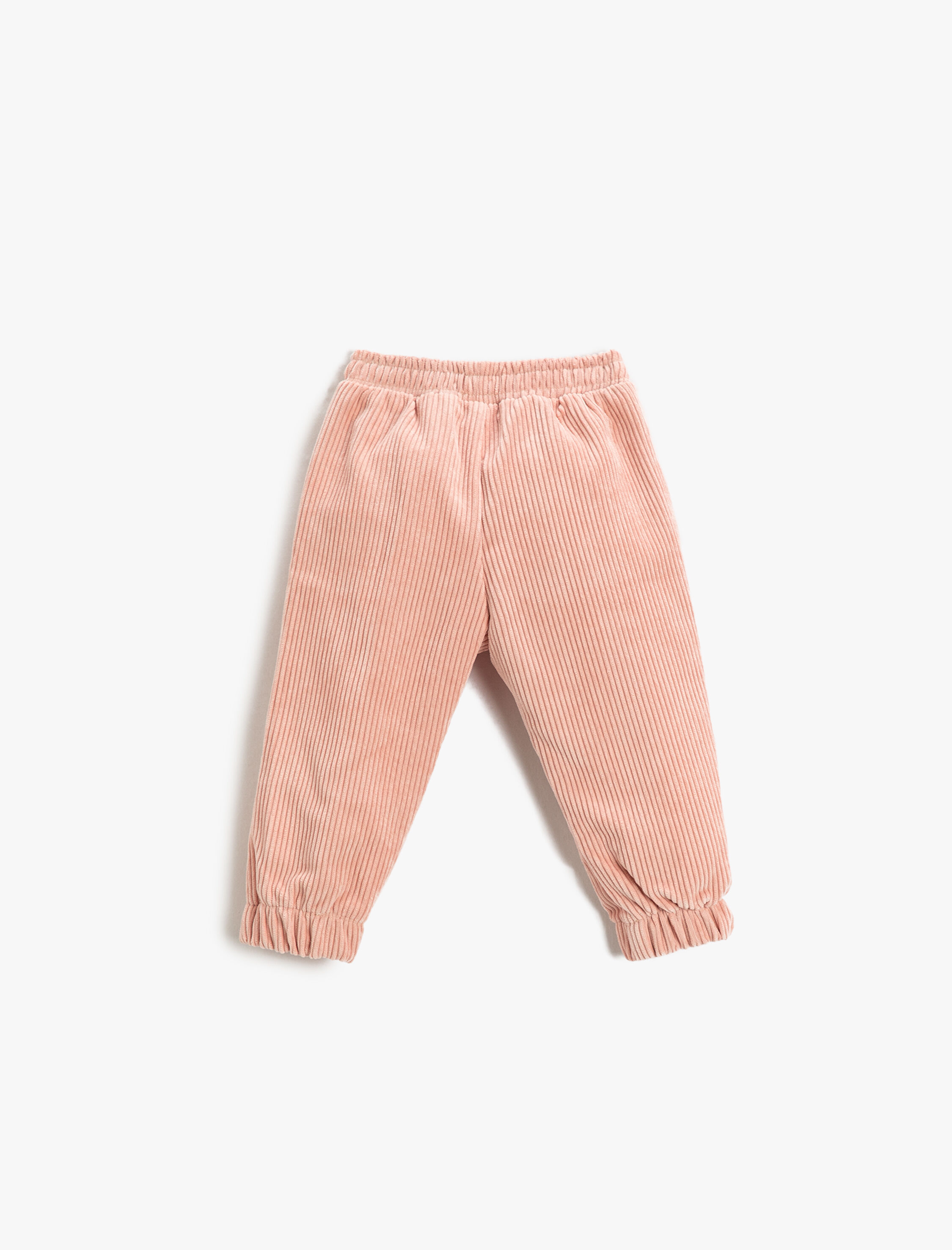  Kız Bebek Basic Fitilli Kadife Jogger Pantolon Cepli