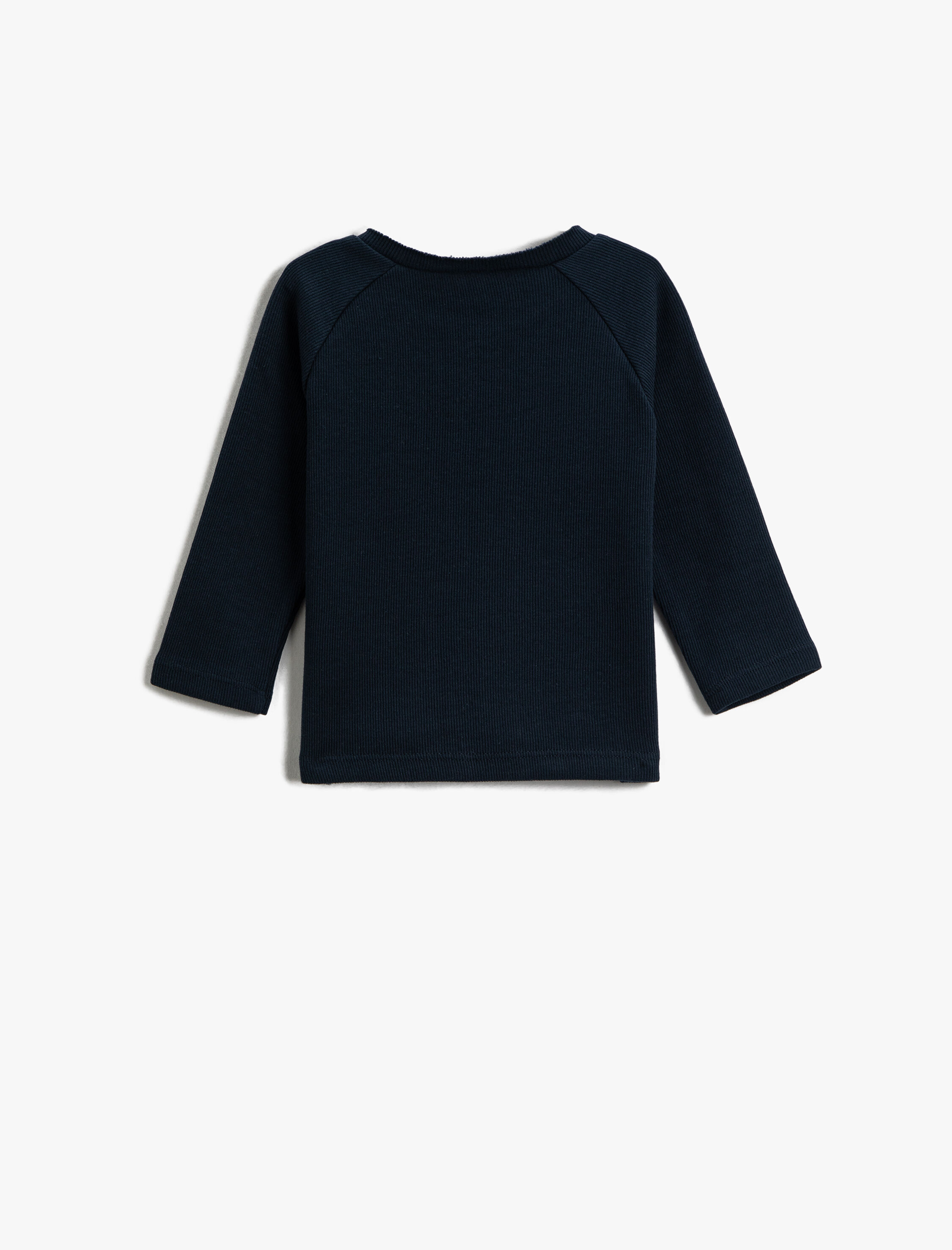  Erkek Bebek Basic Ribanalı Düğme Detaylı Sweatshirt Pamuklu