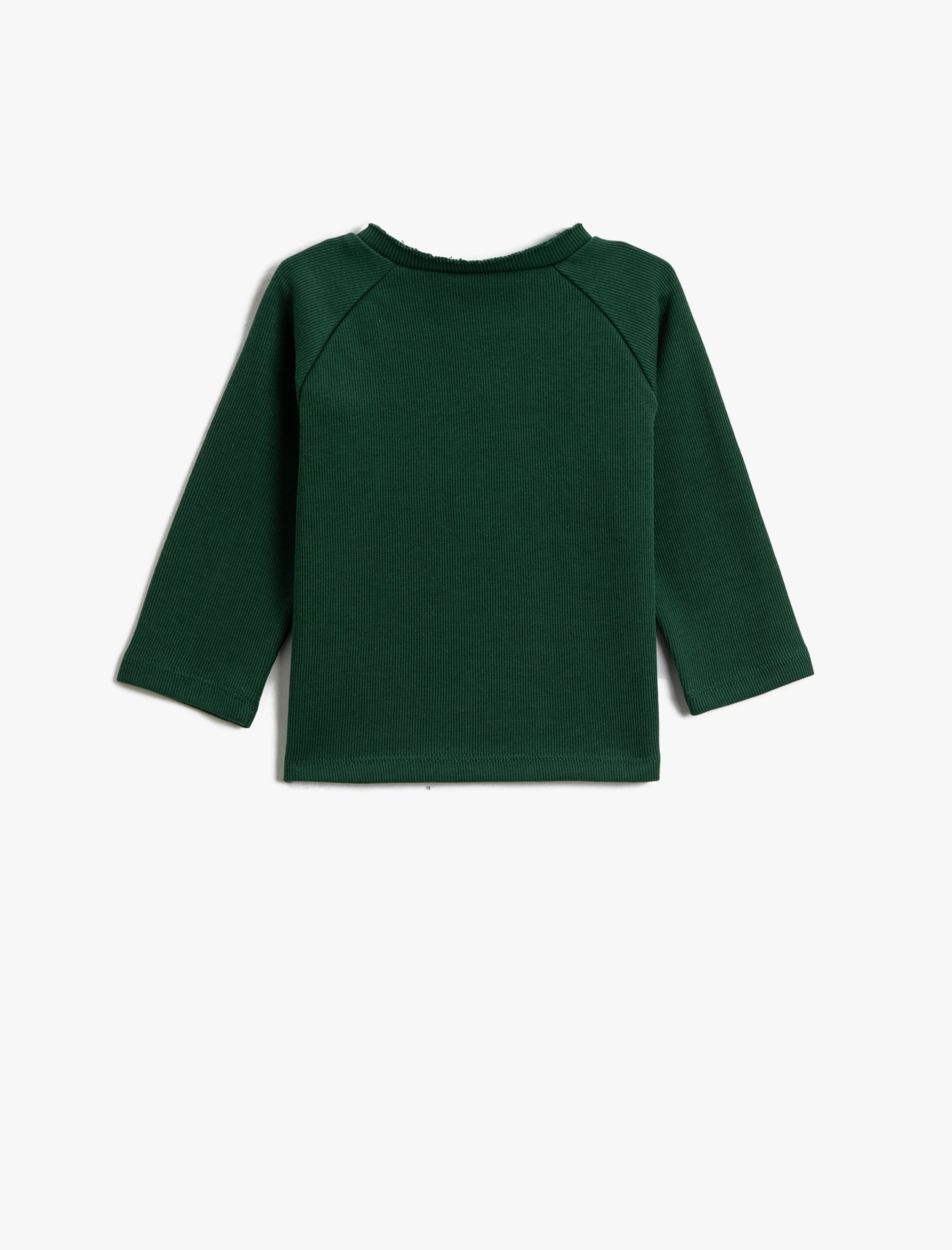 Erkek Bebek Basic Ribanalı Düğme Detaylı Sweatshirt Pamuklu
