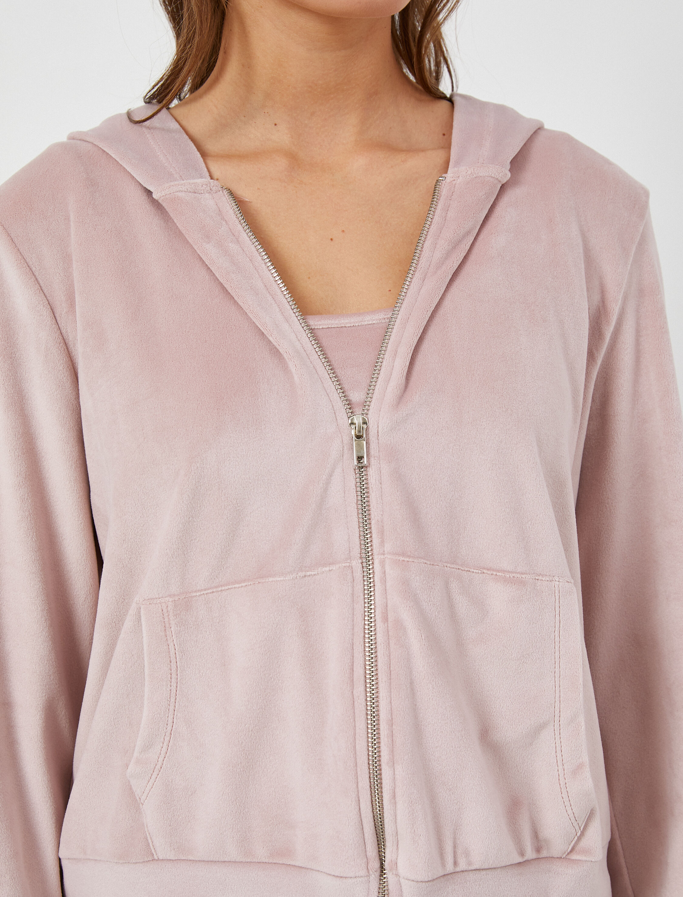   Fermuarlı Kadife Sweatshirt Pijama Üstü Yumuşak Dokulu