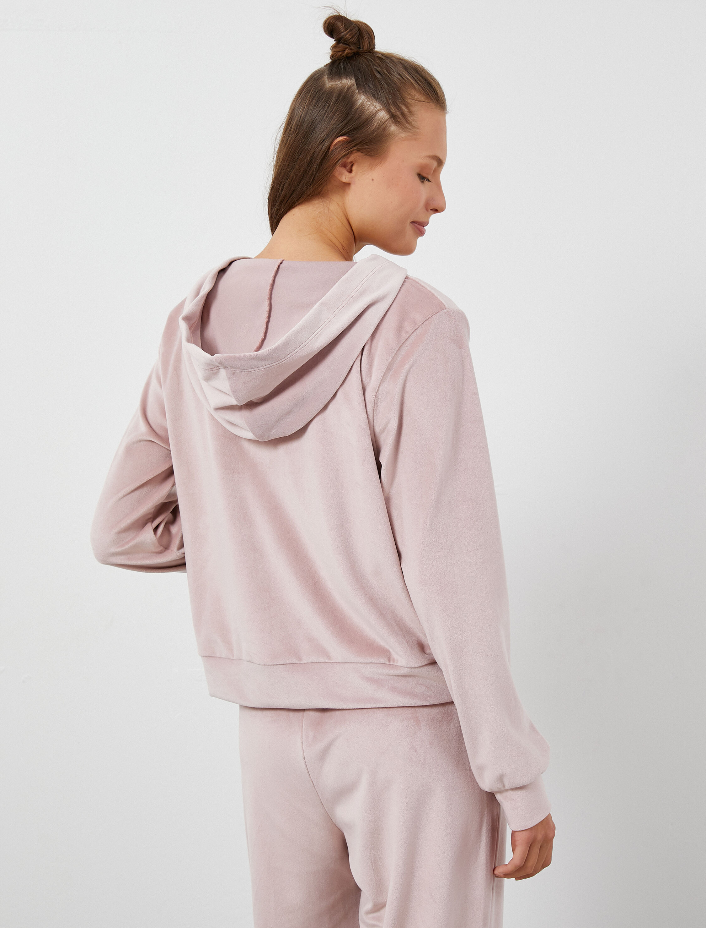   Fermuarlı Kadife Sweatshirt Pijama Üstü Yumuşak Dokulu