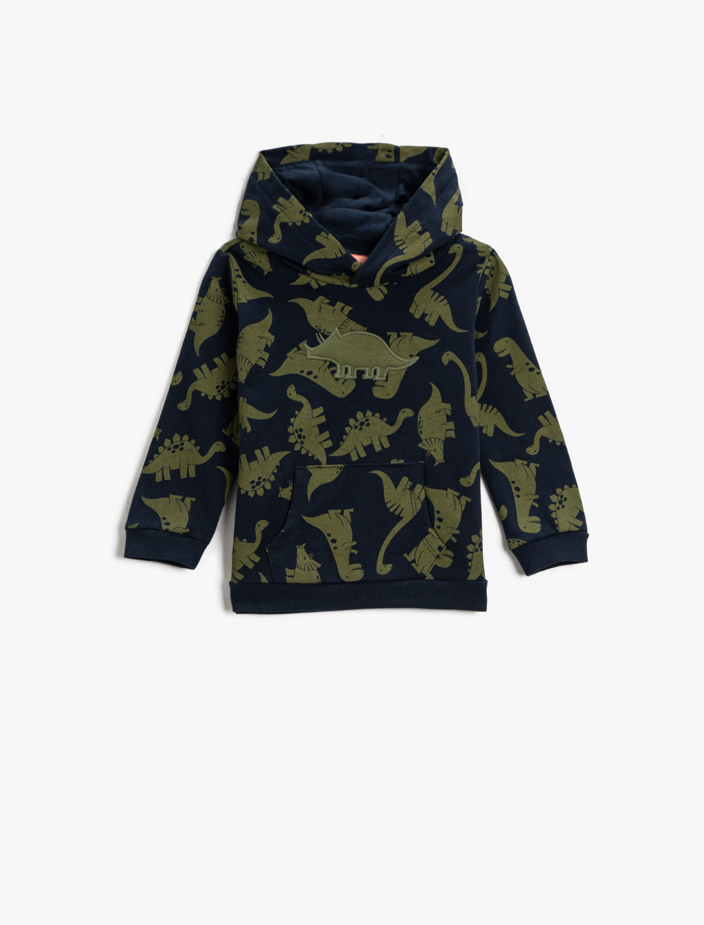  Erkek Bebek Dinozor Baskılı Kapüşonlu Sweatshirt Pamuklu