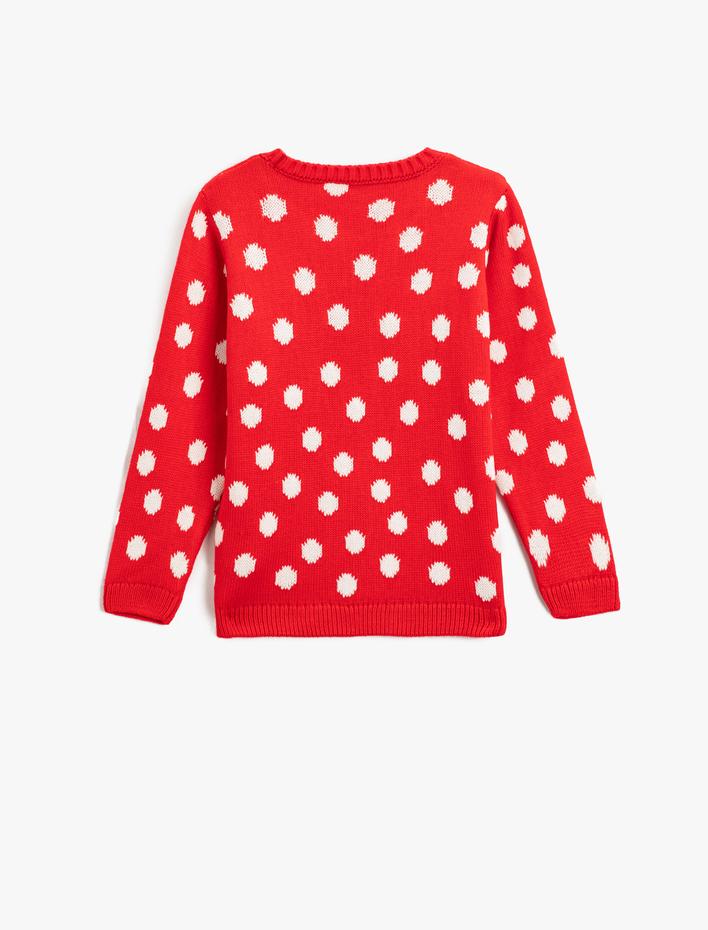 Kız Çocuk Triko Kazak Geyik İşlemeli Uzun Kollu