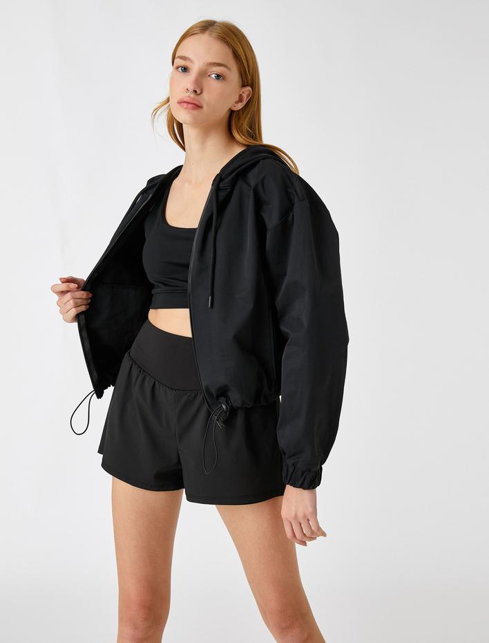  Fermuarlı Kapüşonlu Rüzgarlık Mont Pamuklu Hafif Kumaş