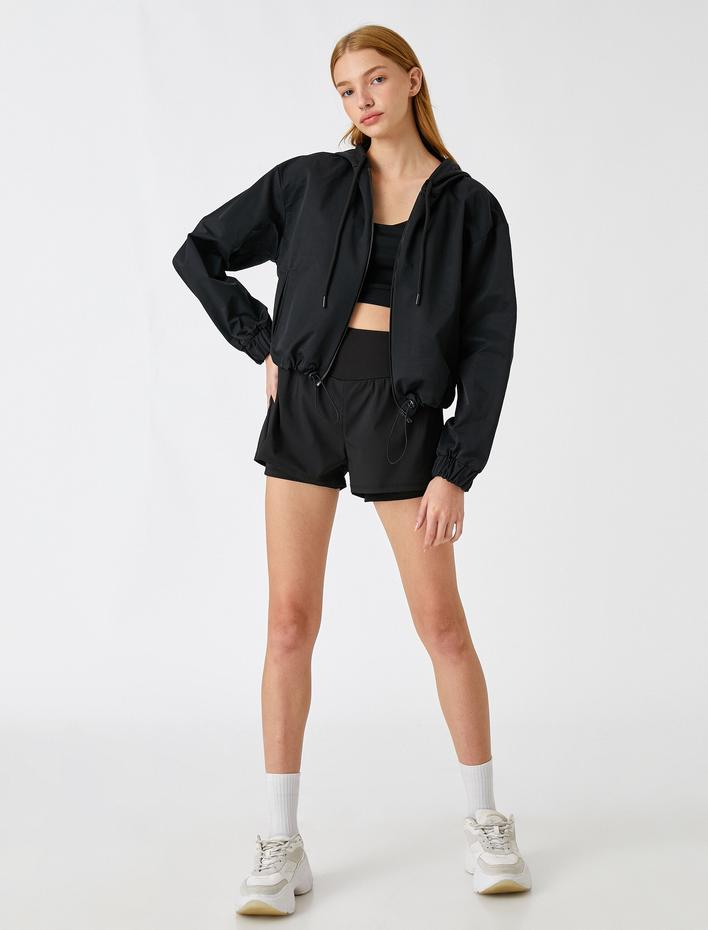  Fermuarlı Kapüşonlu Rüzgarlık Mont Pamuklu Hafif Kumaş