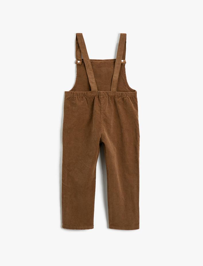 Erkek Bebek Fitilli Kadife Salopet Cep Detaylı Pamuklu