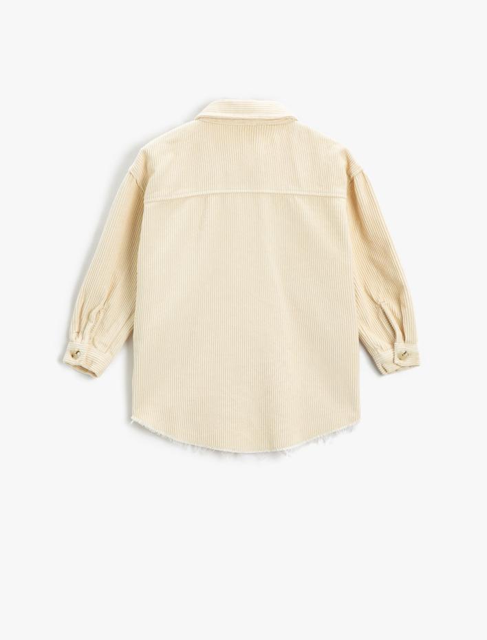 Kız Çocuk Oversize Gömlek Fitilli Kadife Cepli