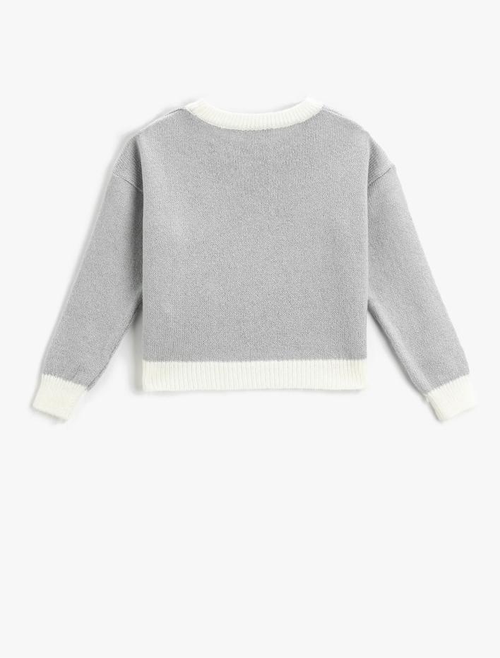 Kız Çocuk Triko Kazak Kelebek Desenli