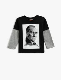 Atatürk Baskılı Tişört Uzun Kollu