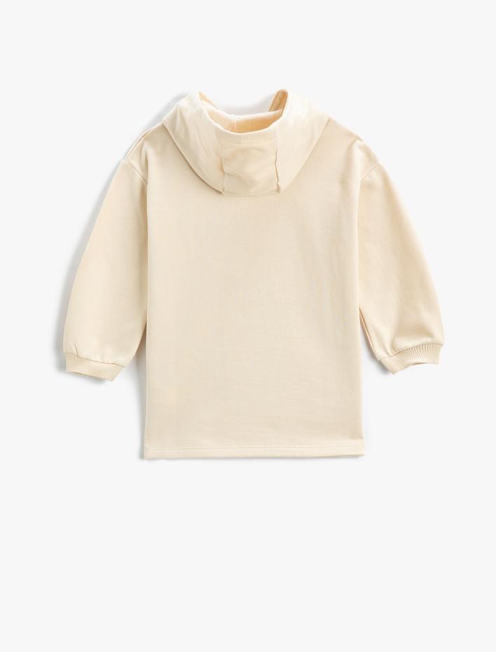 Kız Bebek Minnie Mouse Baskılı Lisanslı Kapüşonlu Elbise Pamuklu