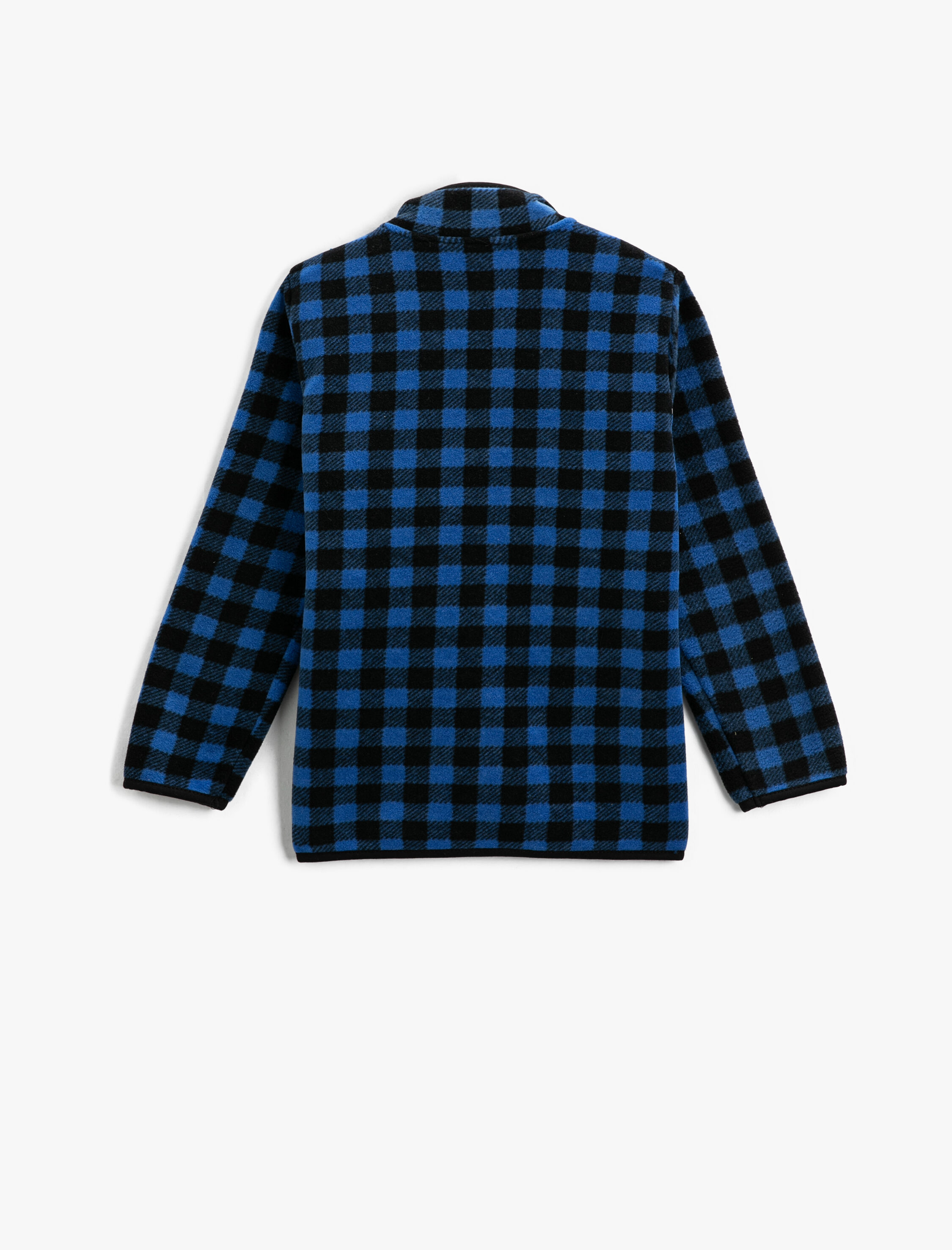  Erkek Çocuk Polar Hırka Ekose Dik Yaka Fermuarlı Uzun Kollu