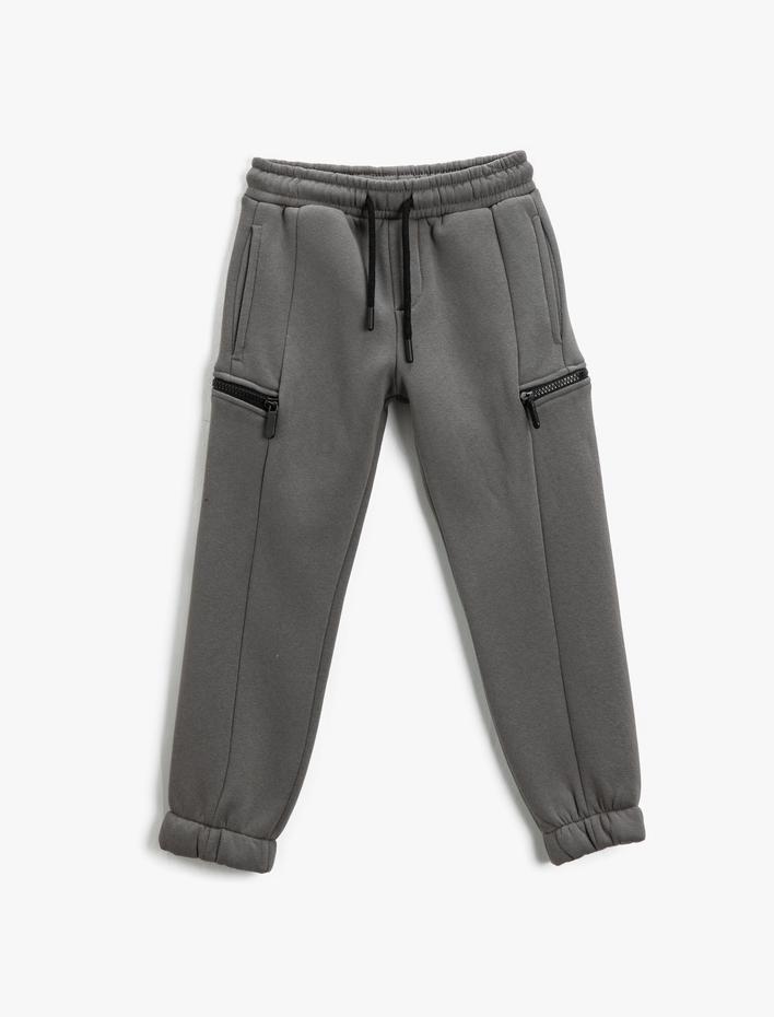 Erkek Çocuk Basic Jogger Eşofman Altı Fermuarlı Cep Detaylı Beli Bağlamalı