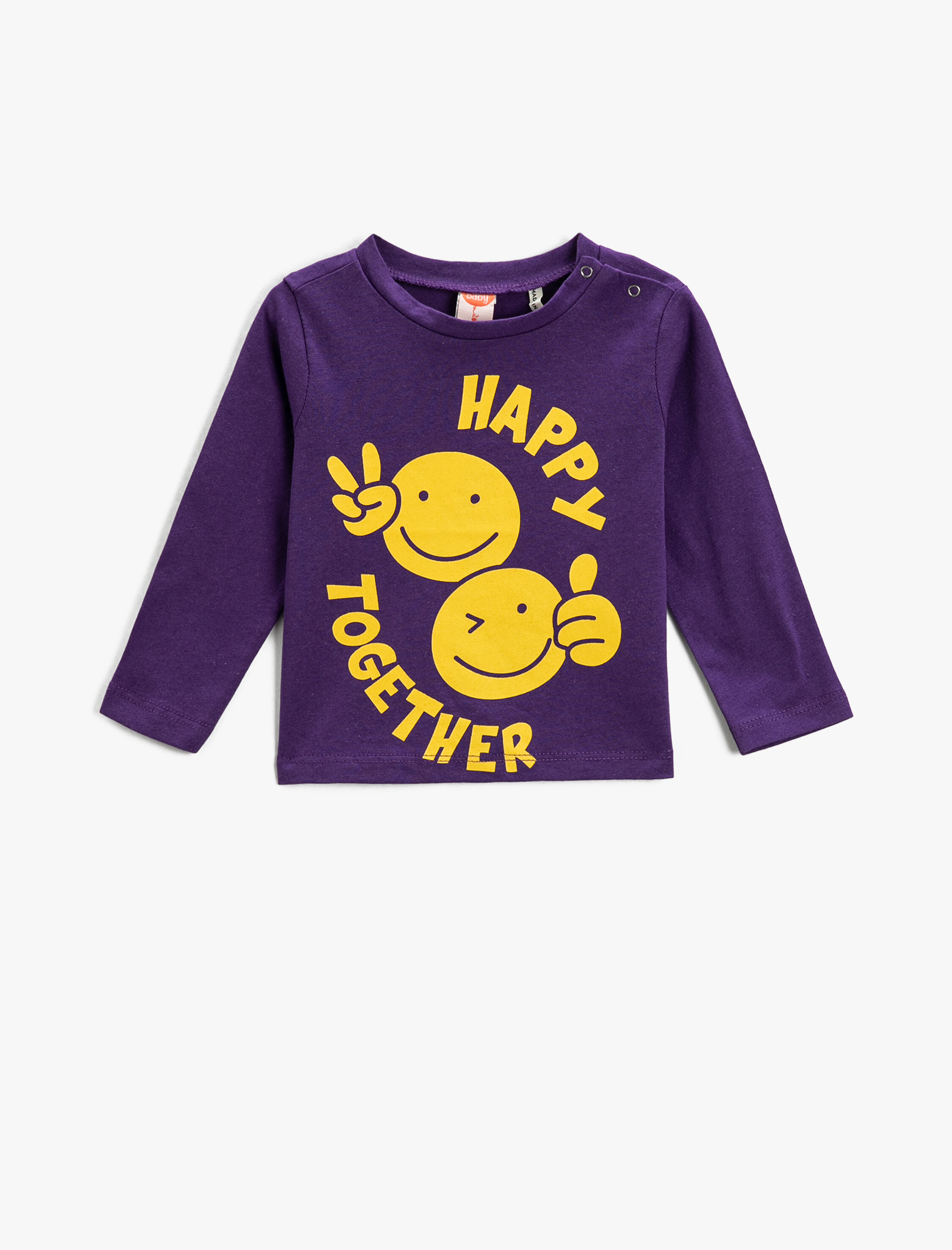 Erkek Bebek Baskılı Uzun Kollu Tişört Bisiklet Yaka Pamuklu