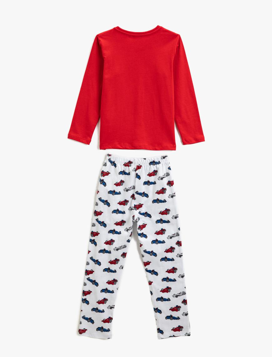  Erkek Çocuk Kışlık Pijama Takımı Uzun Kollu Tişört ve Beli Lastikli Pijama Altı 2 Parça