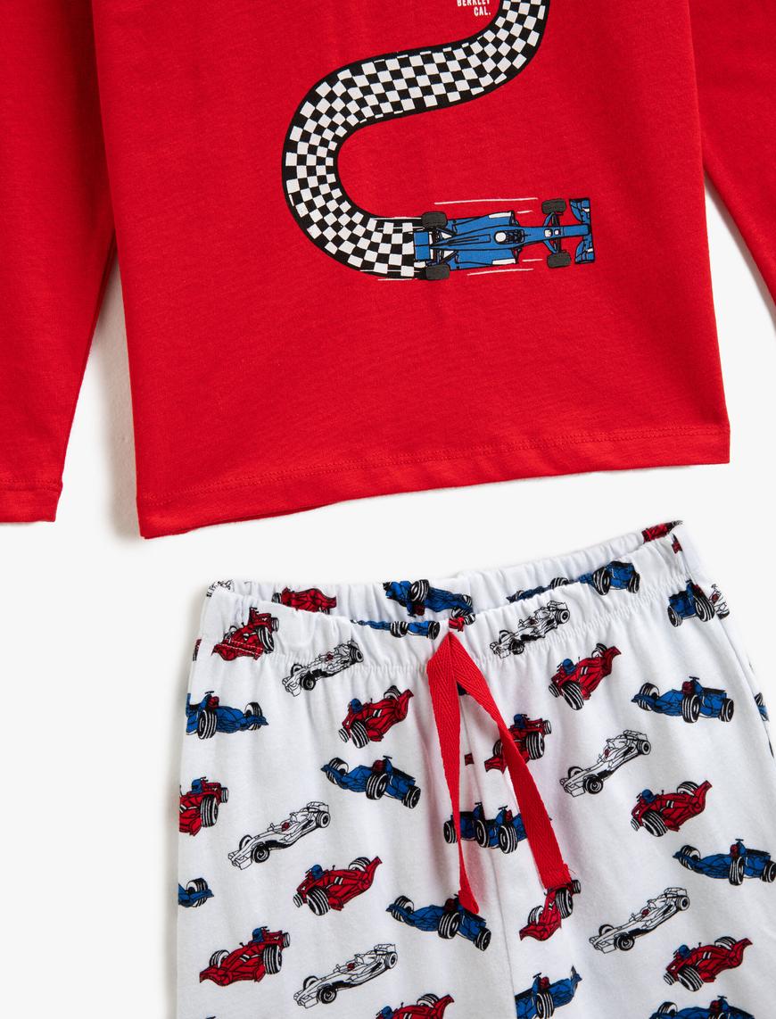  Erkek Çocuk Kışlık Pijama Takımı Uzun Kollu Tişört ve Beli Lastikli Pijama Altı 2 Parça