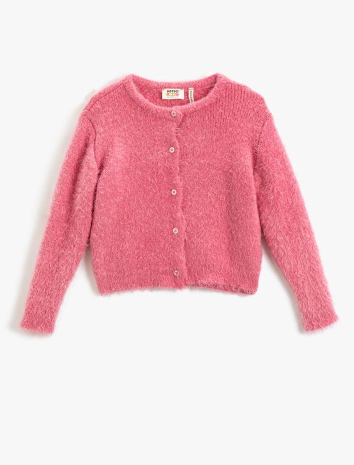 Kız Çocuk Peluş Hırka Düğmeli