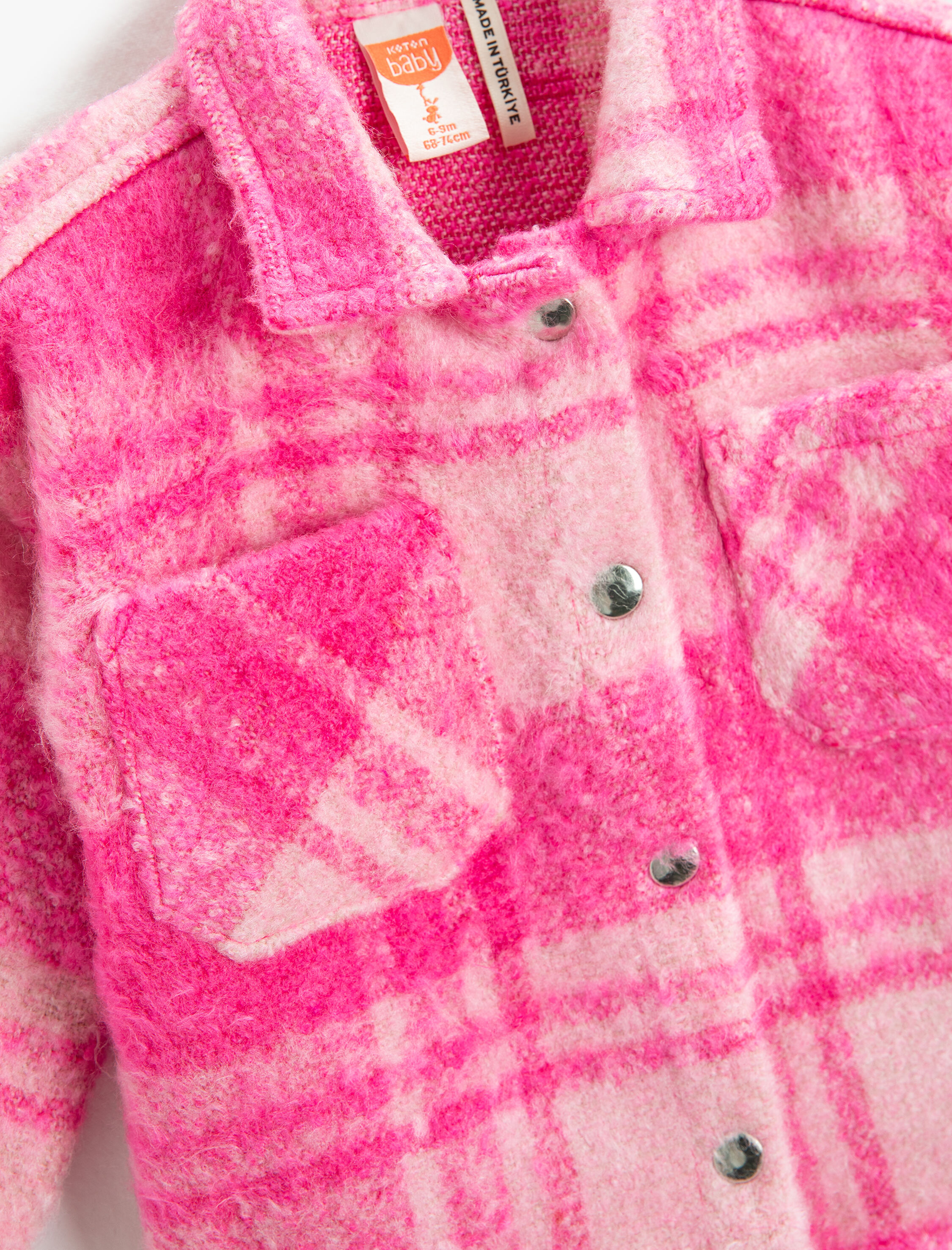  Kız Bebek Oduncu Ceket Çift Cep Detaylı Yumuşak Dokulu Çıtçıt Kapamalı