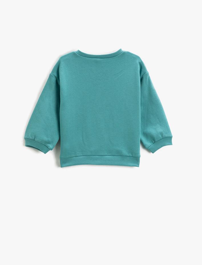Kız Bebek Sweatshirt Baskılı Uzun Kollu Bisiklet Yaka