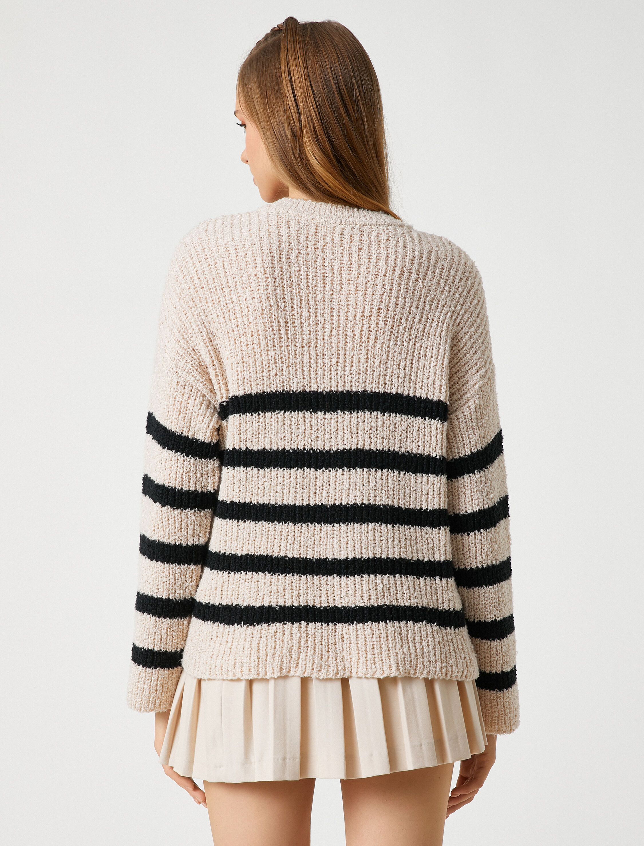   Örgü Kazak Bisiklet Yaka Uzun Kollu