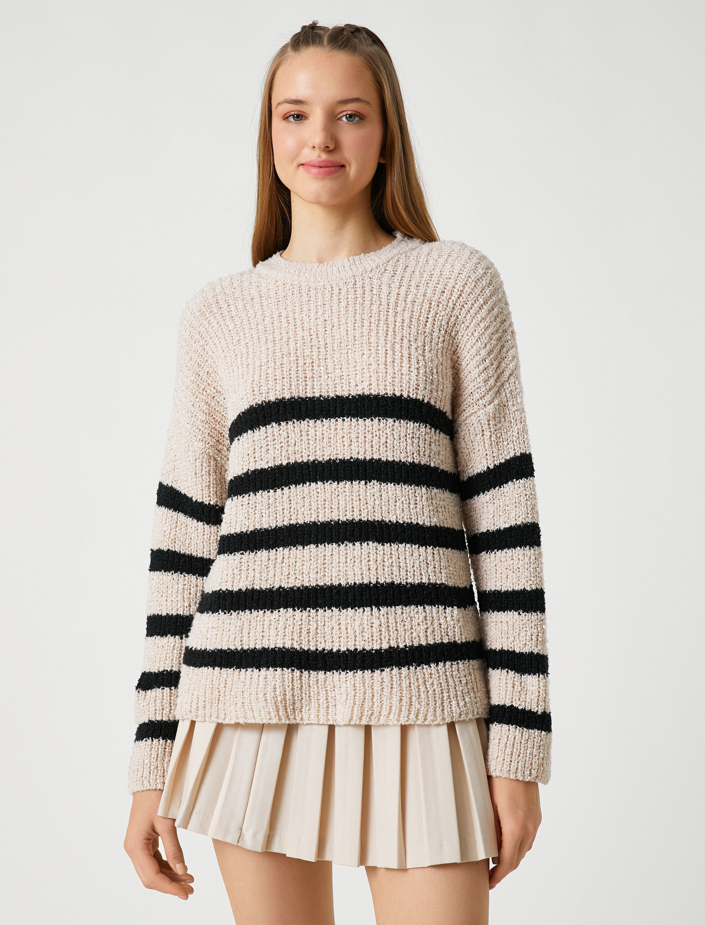   Örgü Kazak Bisiklet Yaka Uzun Kollu