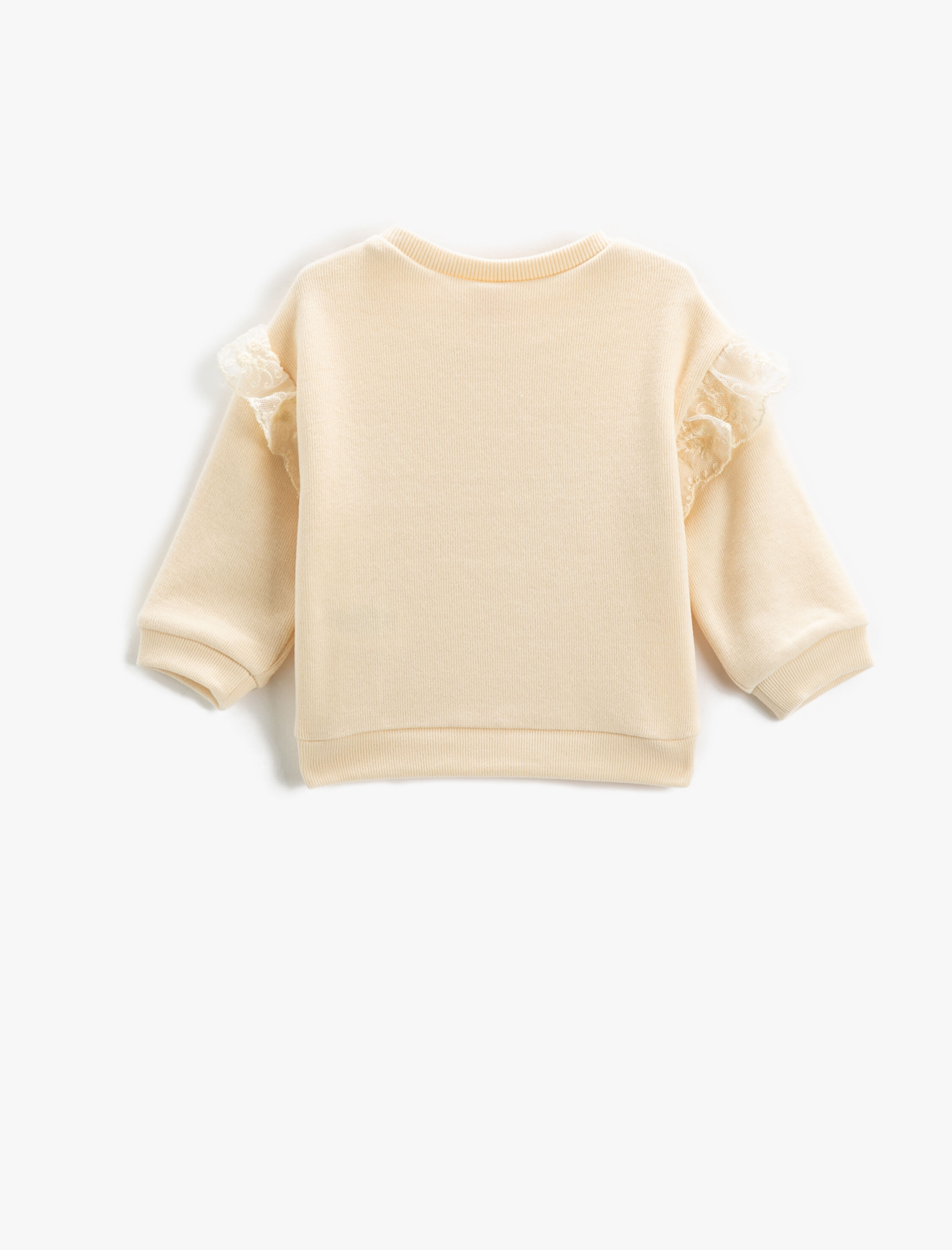  Kız Bebek Sweatshirt Tavşancık Baskılı Tüllü Fırfır Detaylı Uzun Kollu
