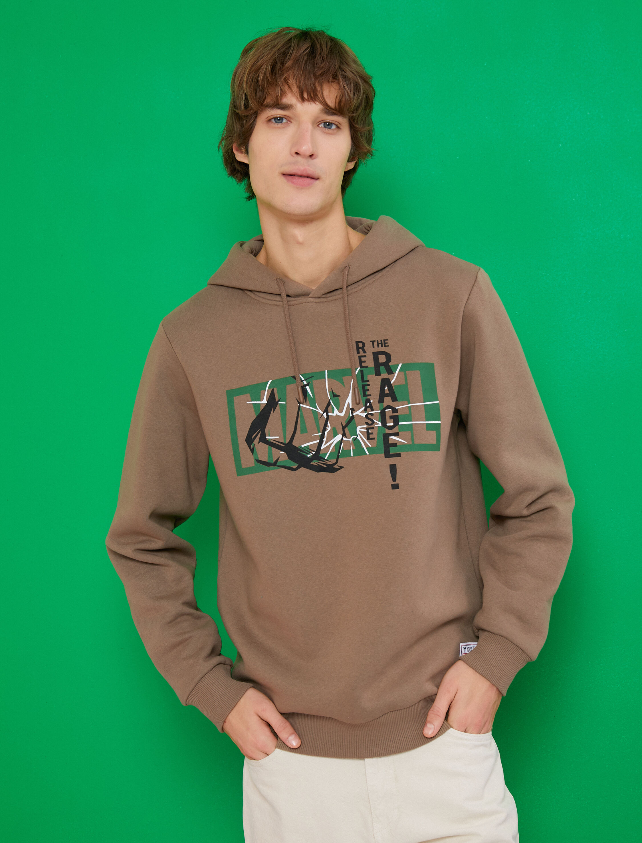   Marvel Kapşonlu Sweatshirt Şardonlu Lisanslı Baskılı