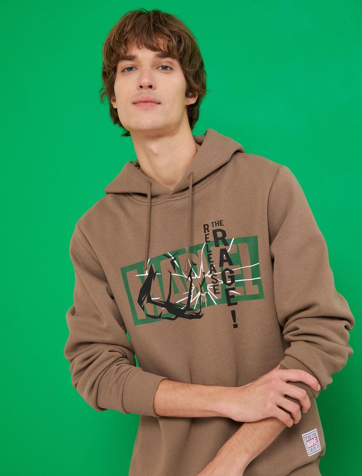  Marvel Kapşonlu Sweatshirt Şardonlu Lisanslı Baskılı