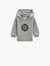 Baskılı Kapüşonlu Sweatshirt