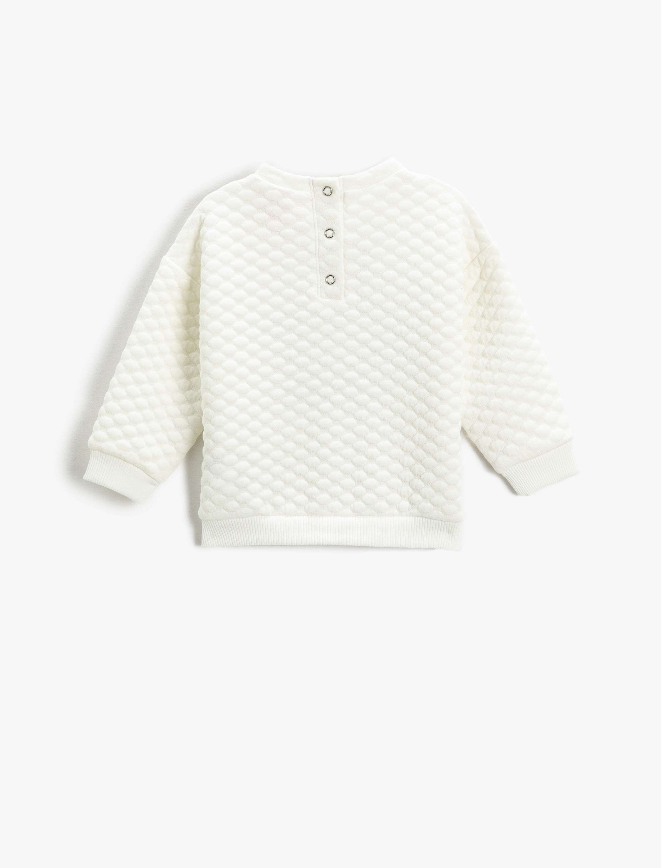  Kız Bebek Kapitone Sweatshirt Yumuşak Dokulu Peluş Yıldız Aplike Detaylı Bisiklet Yaka