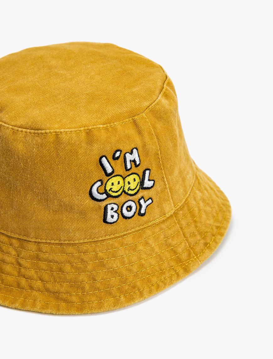  Erkek Çocuk Bucket Şapka İşlemeli Pamuklu