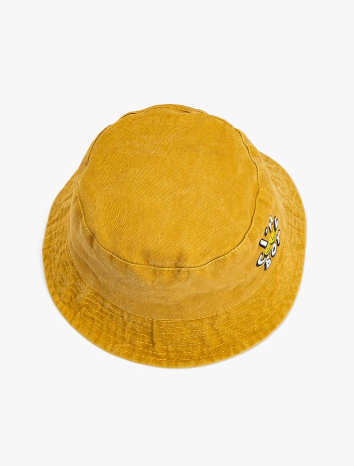 Erkek Çocuk Bucket Şapka İşlemeli Pamuklu