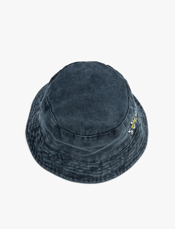 Erkek Çocuk Bucket Şapka İşlemeli Pamuklu