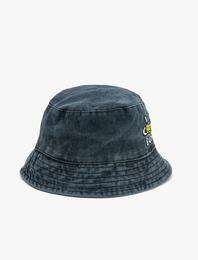 Bucket Şapka İşlemeli Pamuklu