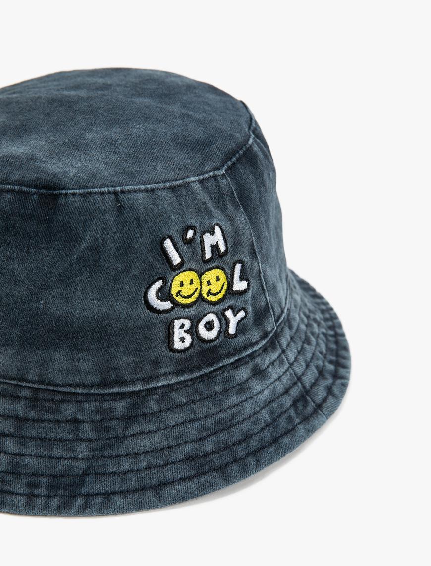  Erkek Çocuk Bucket Şapka İşlemeli Pamuklu