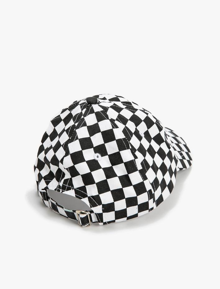 Erkek Çocuk Kareli Cap Şapka Etiket Detaylı Pamuklu