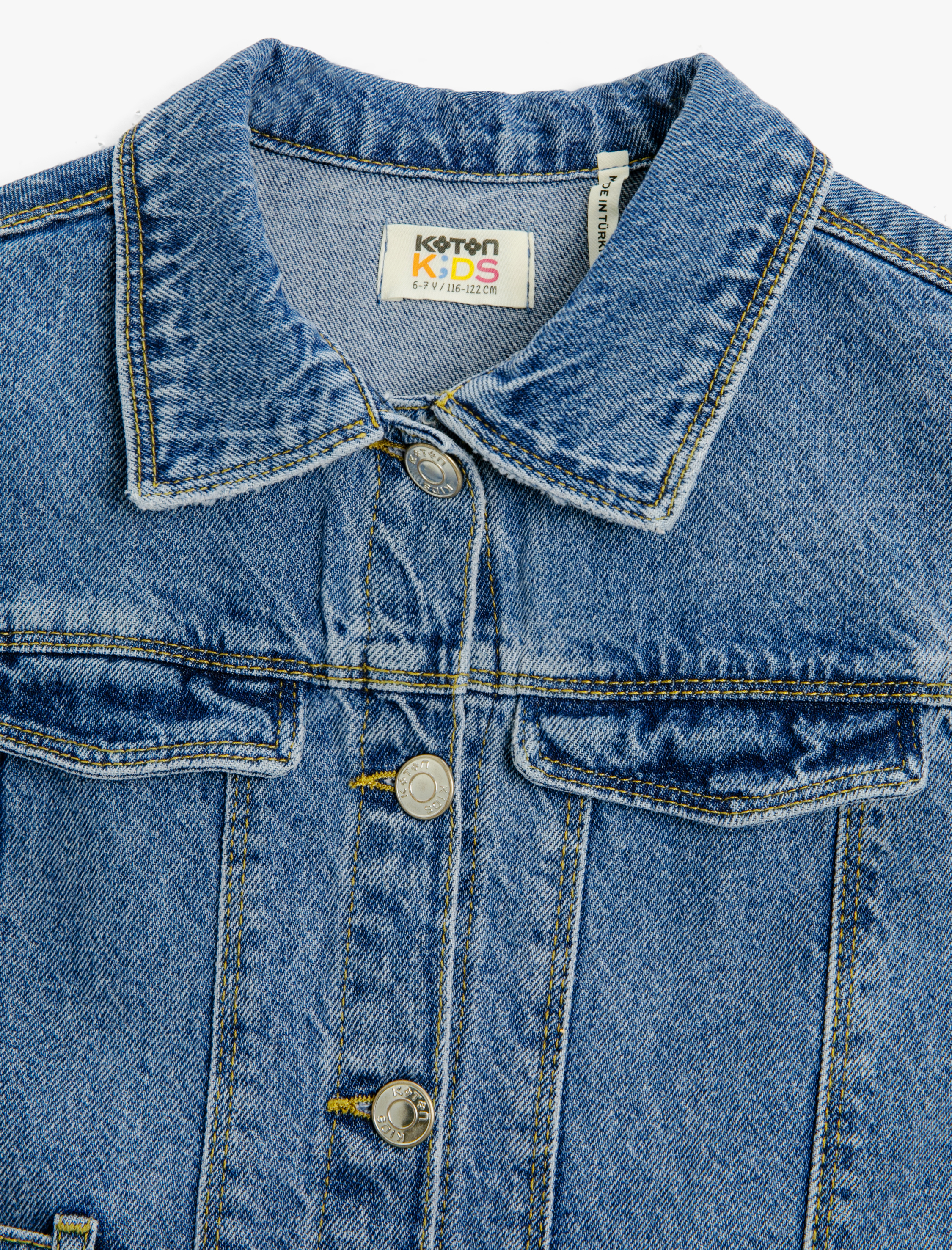  Kız Çocuk Kot Elbise Kısa Kollu Kuşak Detaylı Gömlek Yaka Pamuklu