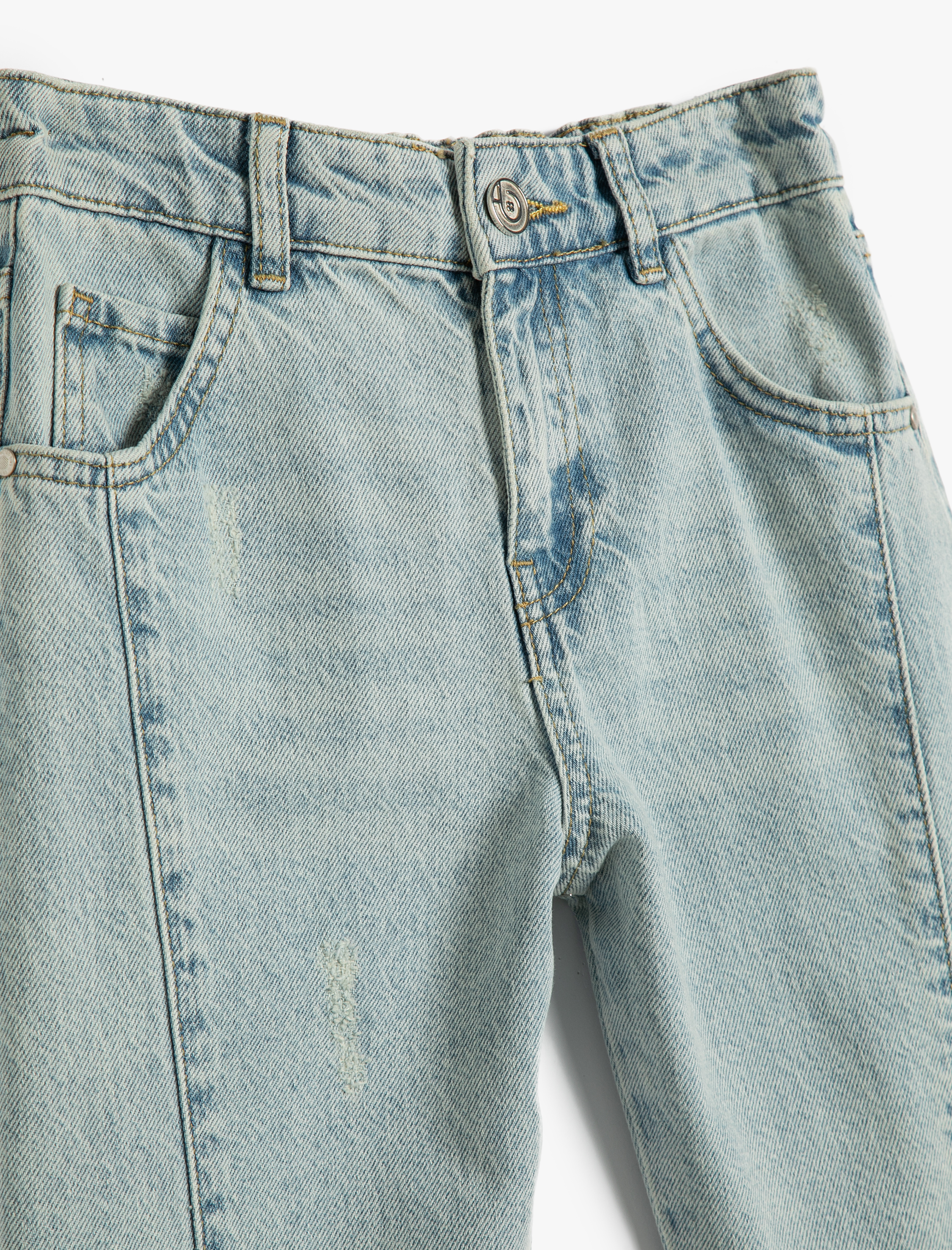  Kız Çocuk Kot Pantolon Pamuklu Bol Paça Rahat Kesim - Loose Jean