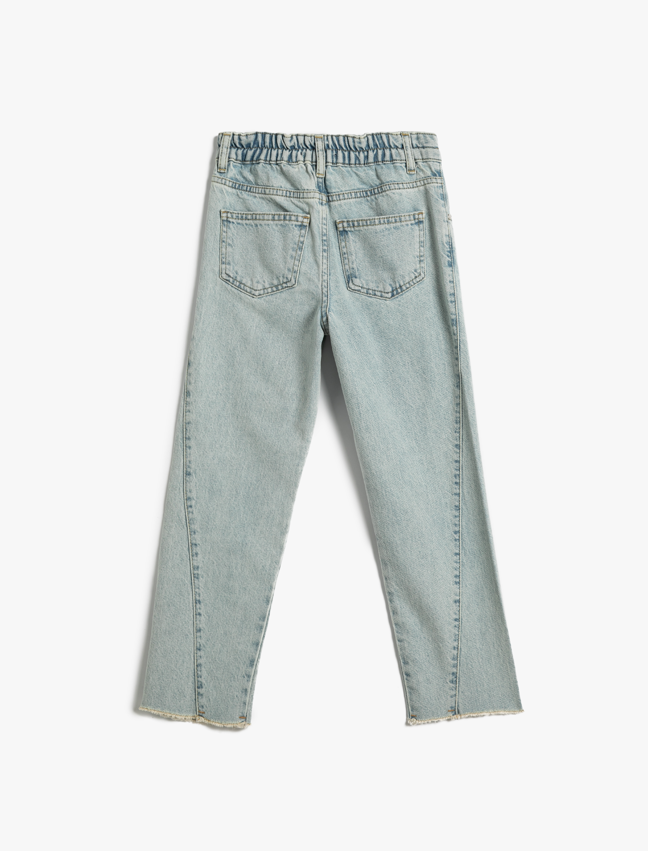  Kız Çocuk Kot Pantolon Pamuklu Bol Paça Rahat Kesim - Loose Jean