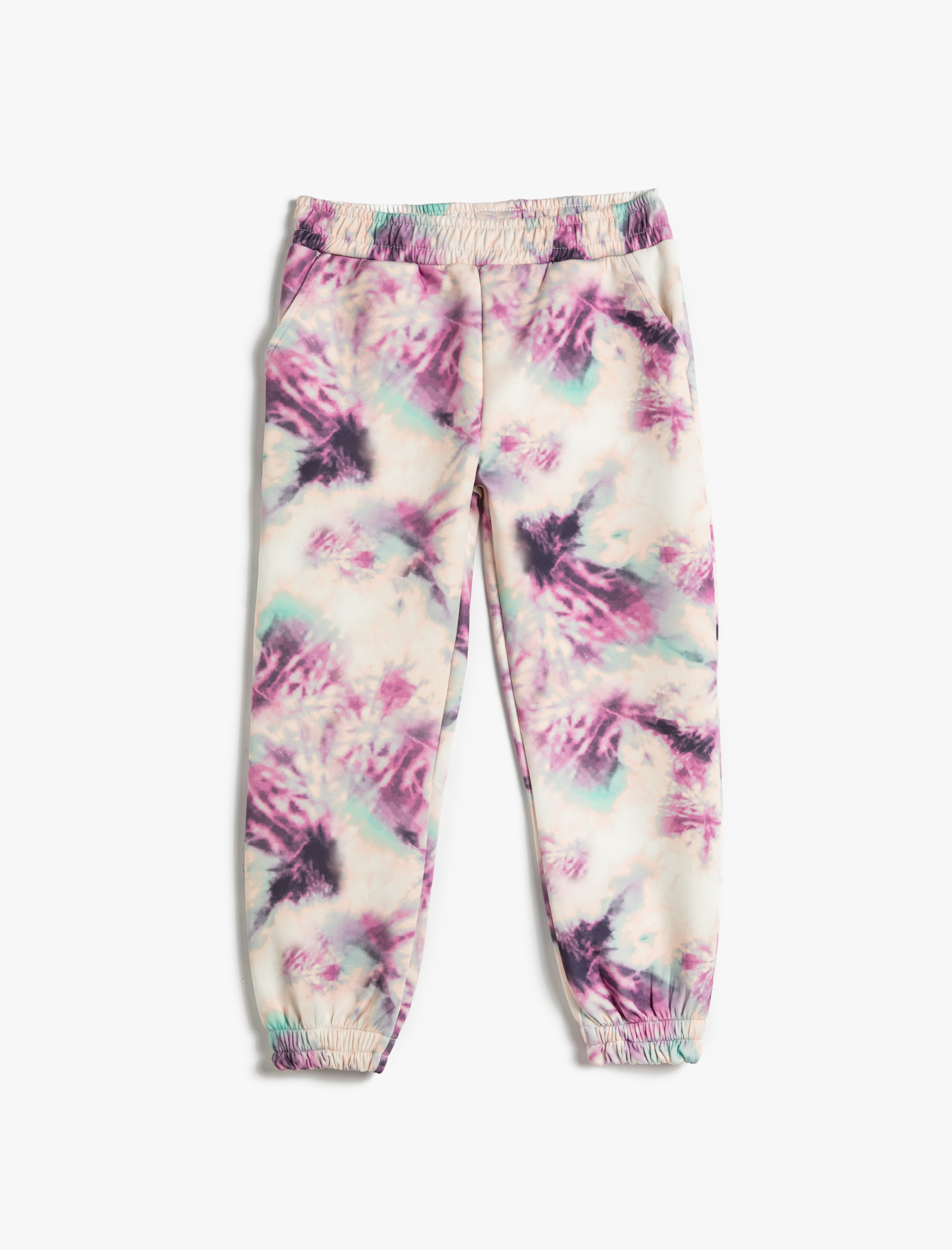 Kız Çocuk Jogger Eşofman Altı Batik Desenli Cepli Beli Lastikli