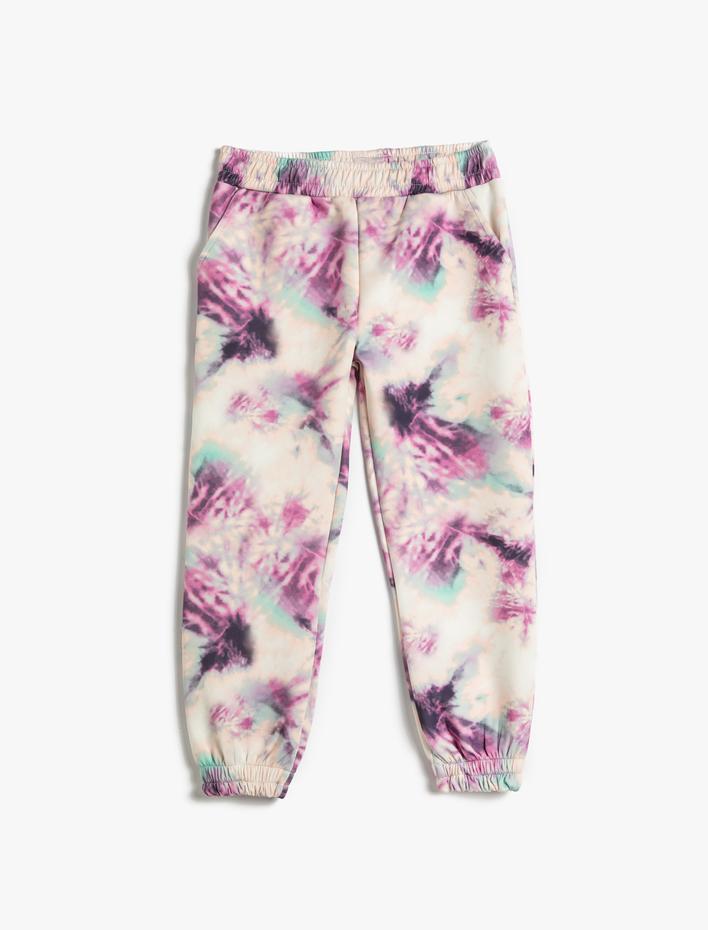 Kız Çocuk Jogger Eşofman Altı Batik Desenli Cepli Beli Lastikli