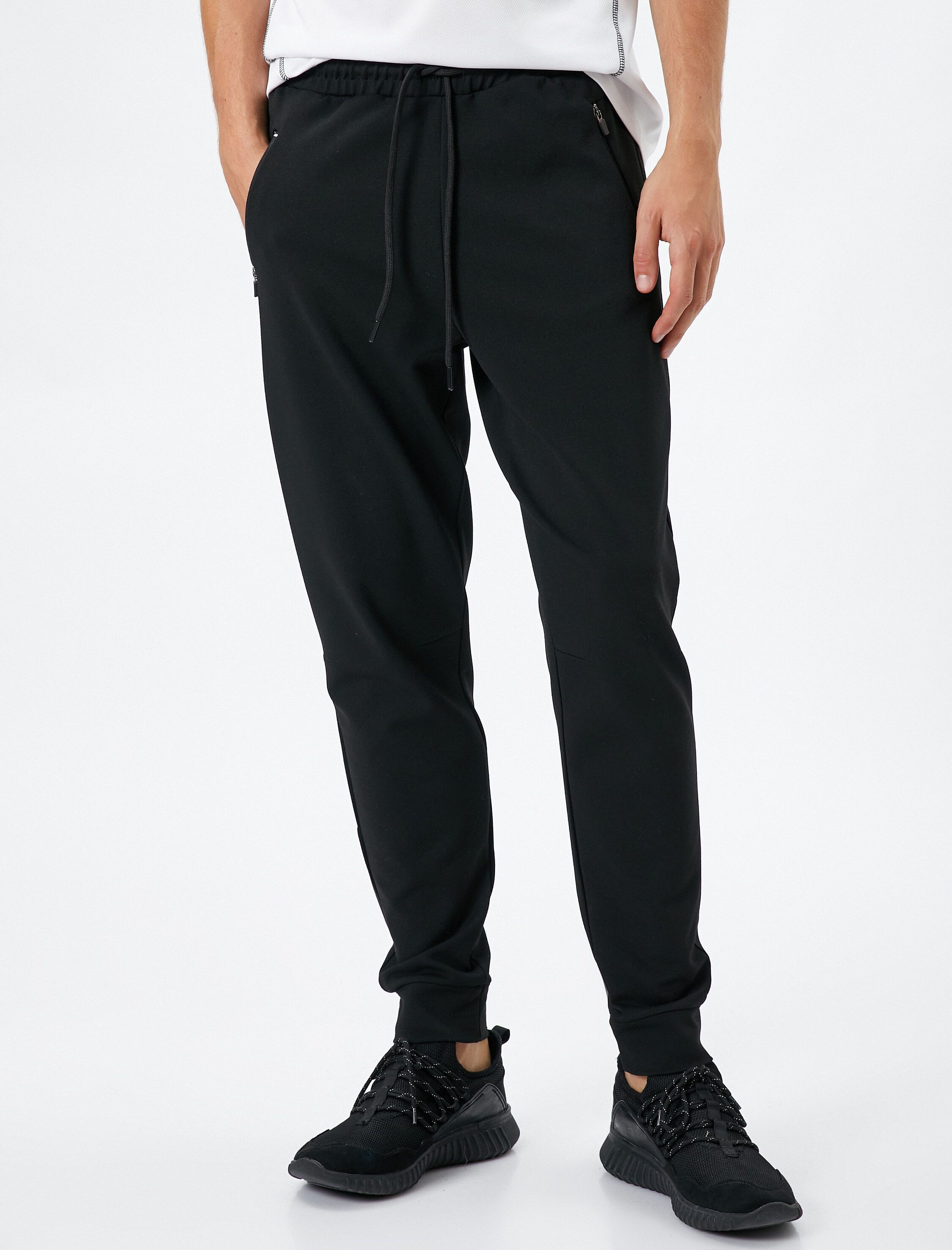   Jogger Eşofman Altı Beli Bağcıklı Fermuar Cep Detaylı