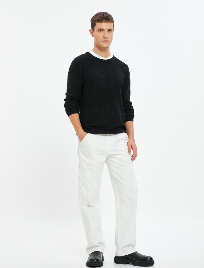  Triko Kazak Bisiklet Yaka Dokulu Uzun Kollu