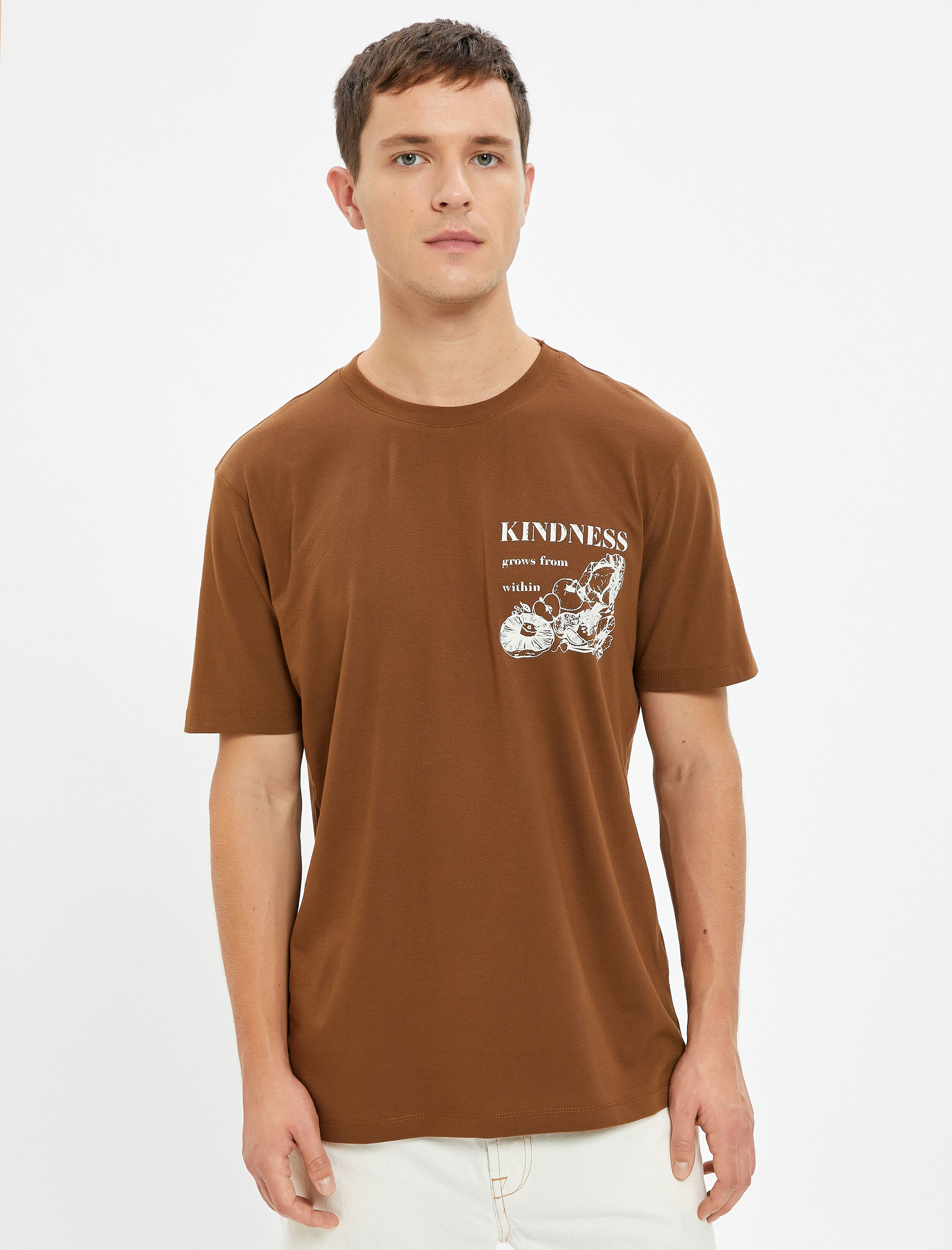   Arkası Baskılı Tişört Sloganlı Bisiklet Yaka Kısa Kollu