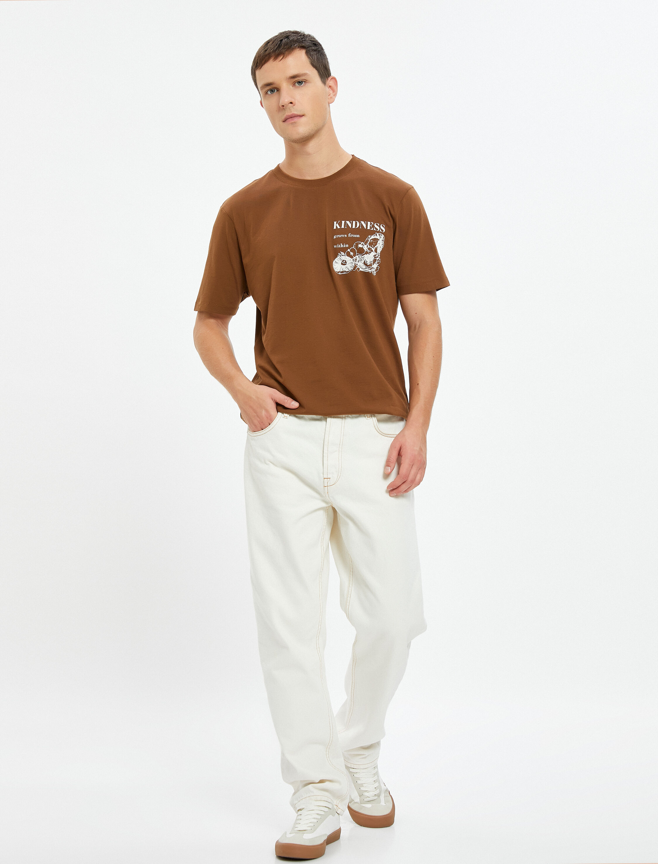   Arkası Baskılı Tişört Sloganlı Bisiklet Yaka Kısa Kollu