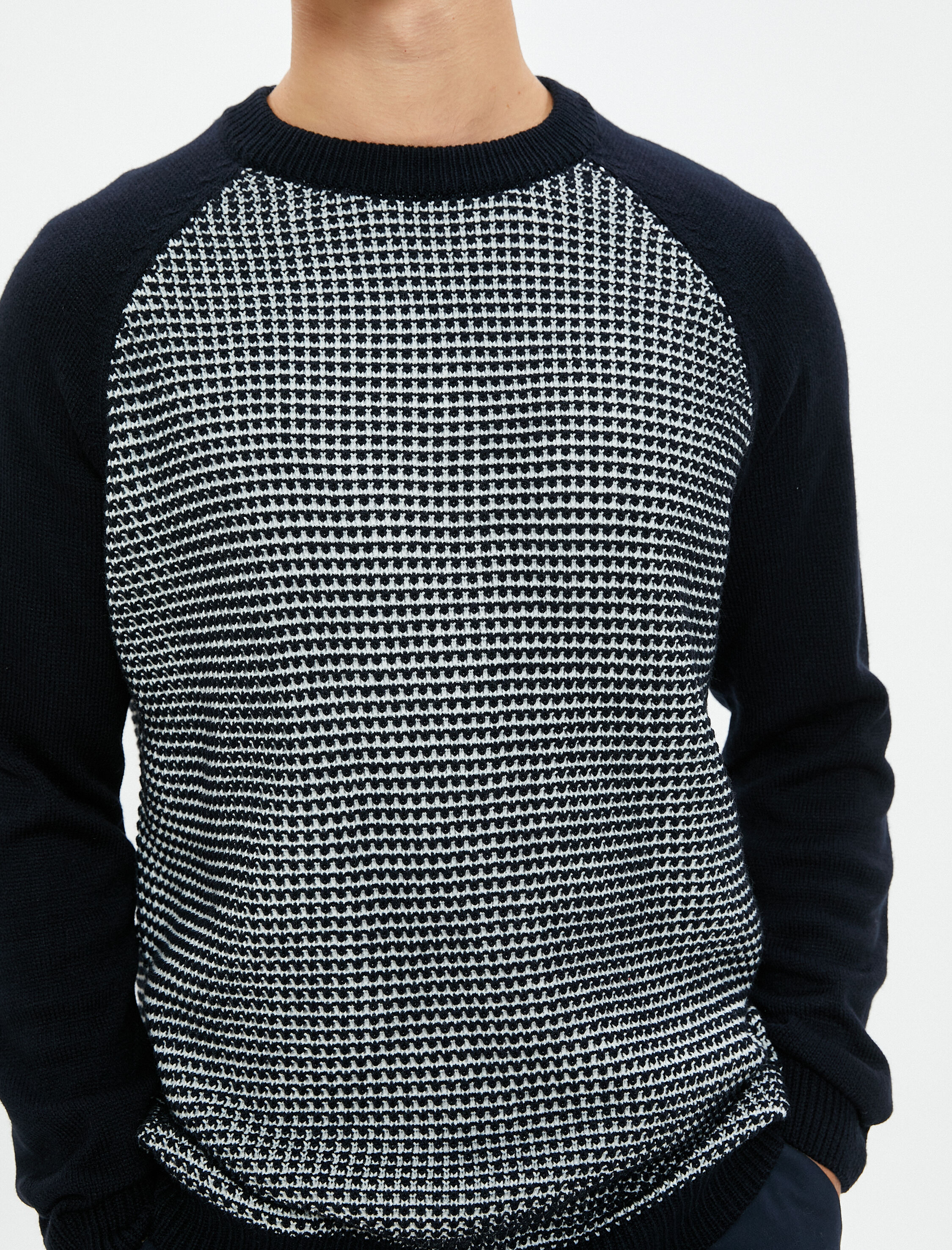   Triko Kazak Bisiklet Yaka Dokulu Renk Bloklu