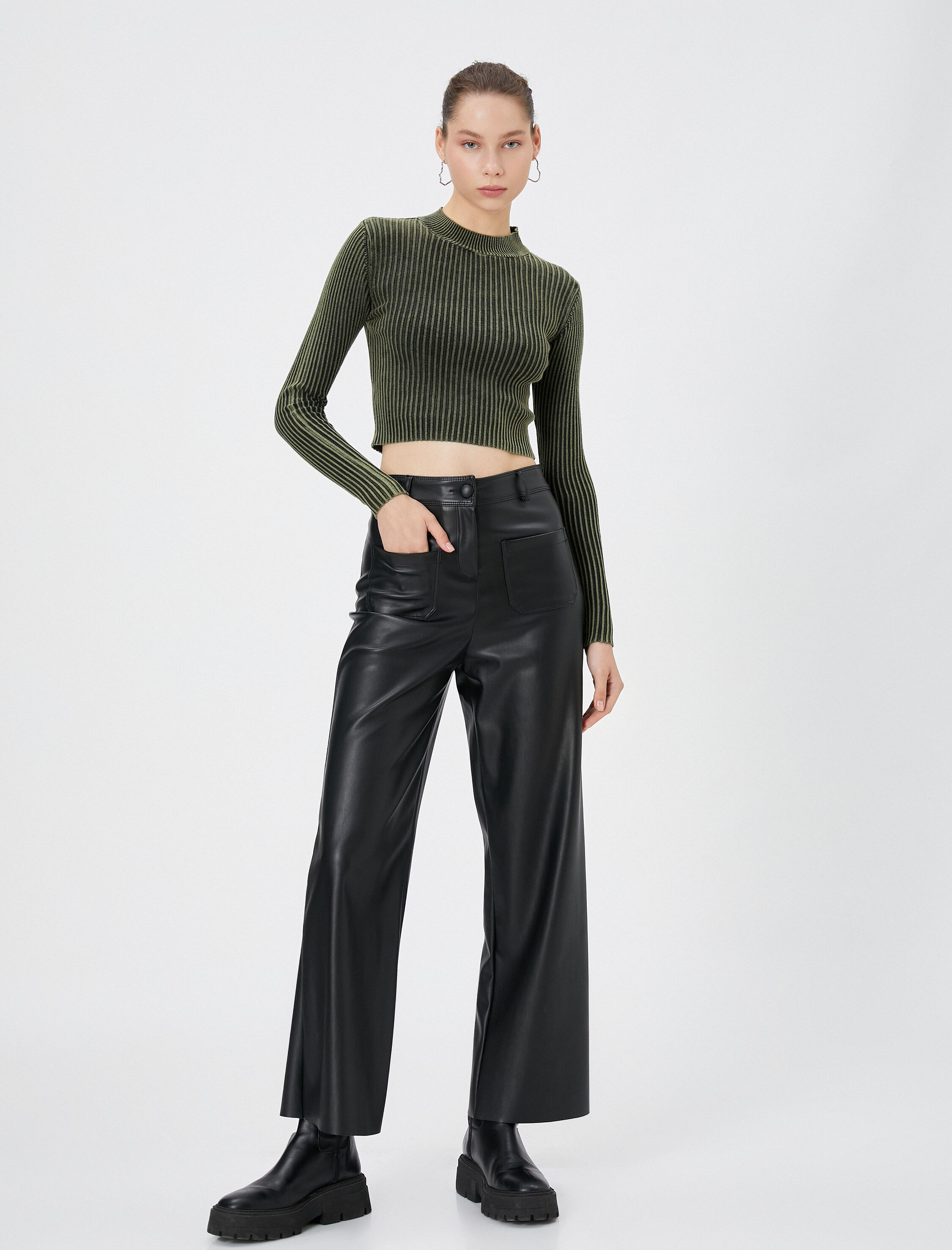   Triko Kazak Yıkamalı Kaşkorse Uzun Kollu Yuvarlak Yaka