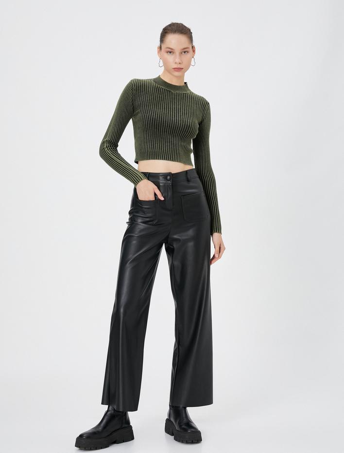  Triko Kazak Yıkamalı Kaşkorse Uzun Kollu Yuvarlak Yaka