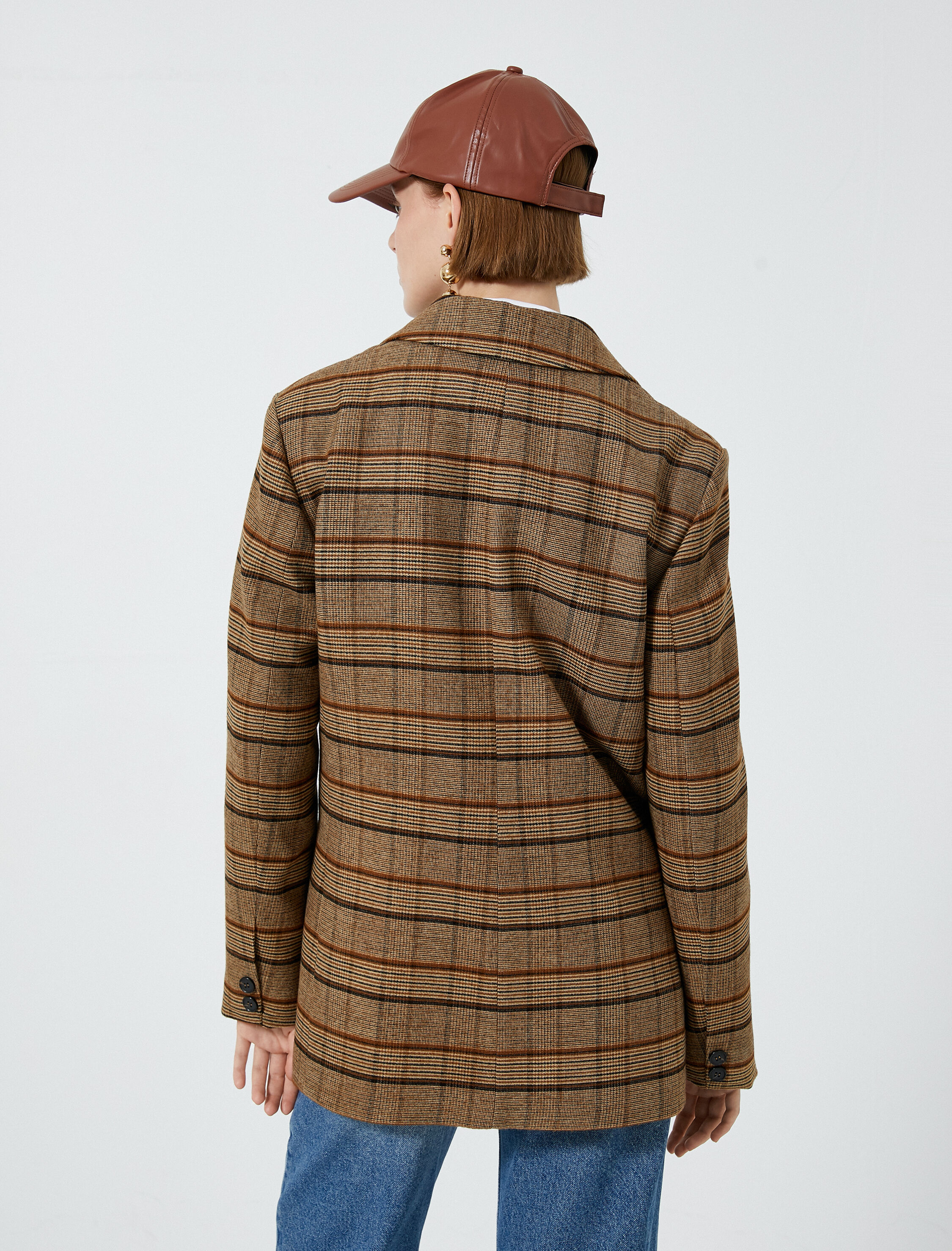   Blazer Ceket Kruvaze Düğmeli Cep Detaylı